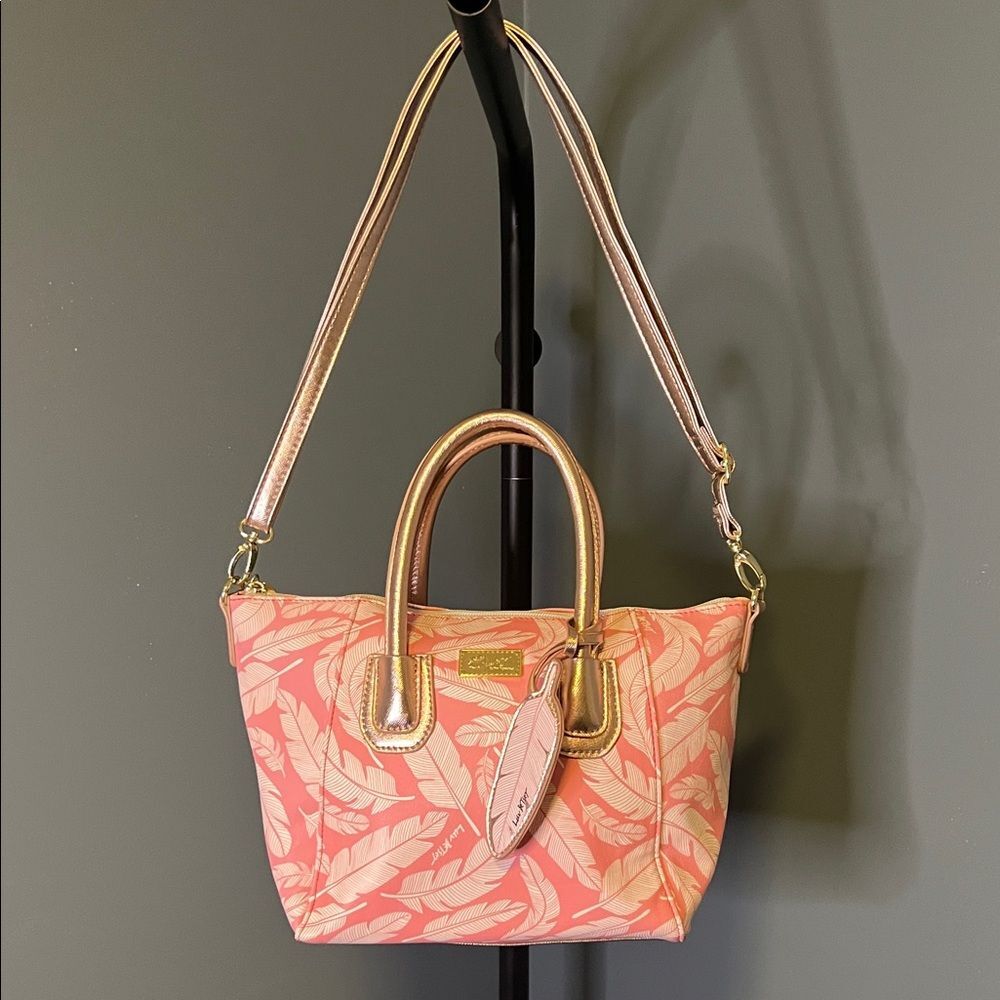 Betsey Johnson Pink Feather Print Shoulder Bag